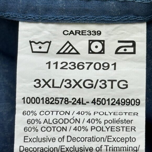 Wrangler Men's Cowboy Short Sleeve Button-up Cactus Print Blue Shirt Size 3XL NW - Picture 8 of 10